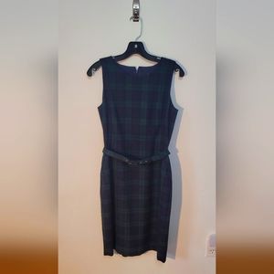 J. Crew Blue, Green and Black Plaid Wool-Blend Sheath Dress in Women's Size 2